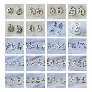1 stainless steel pendant "Zodiac sign" or "letter" silver or gold