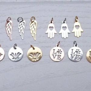 Stainless steel pendant - "wings", "Hamsa hand", "lotus" or "love" in rose gold, silver or gold