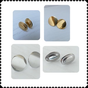 1 pair of stainless steel earring blanks gold or silver - 2 variants to choose from