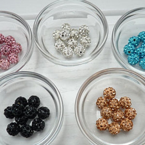 10 rhinestone beads 10 mm