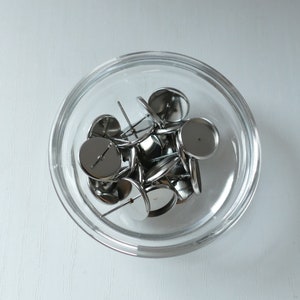 10 PaarEdelstahl-Ohrstecker-Rohlinge silber, schwarz, gold oder roségold verschiedene Größen Silber 12 mm