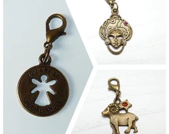 1 pendentif breloque bronze - 3 motifs différents