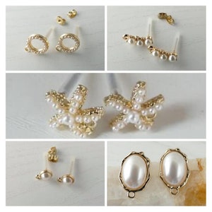 1 pair of ear studs "pearls" with eyelet for further processing