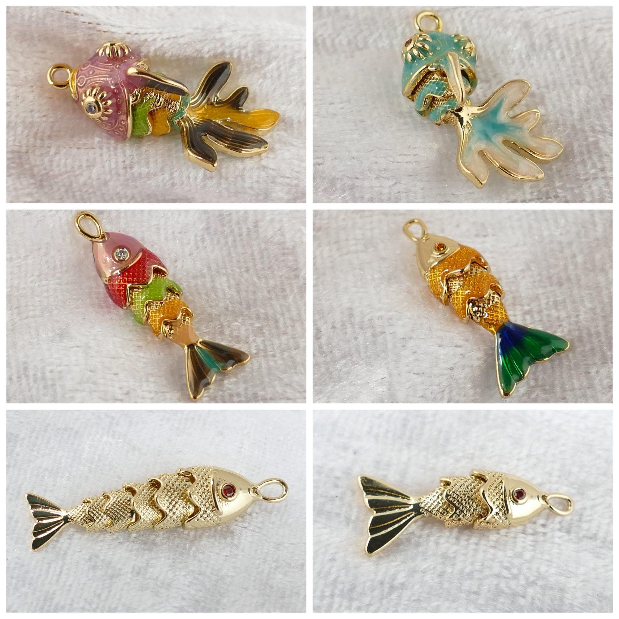 10 ciondoli a forma di pesce, placcati in argento sterling, tono argento antico, forniture per gioielli di alta qualità a prezzo all'ingrosso ZM35as - Italia