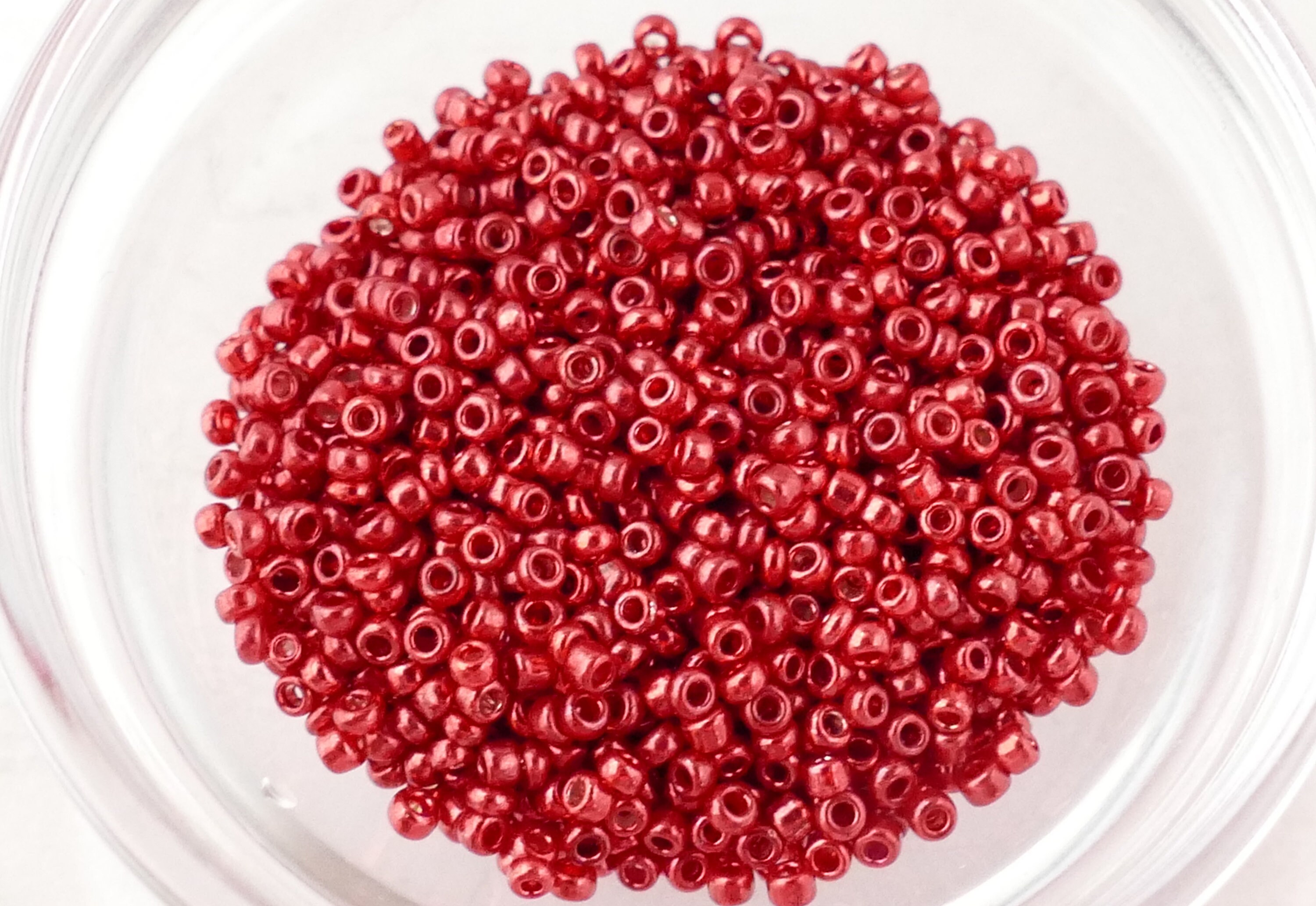 Lot De Perles De Rocaille Rouge Mat N°14 - Environ 20 Grammes - Occasion