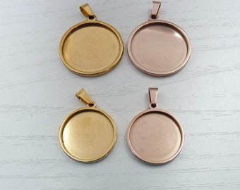 1 Cabochonfassung Edelstahl 25 oder 20 mm gold oder roségold