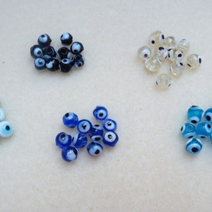 10 small glass beads &quot;eye&quot; 6 mm various colors