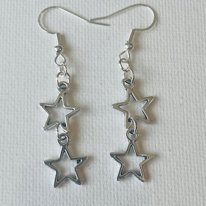Silver Star Dangles, Stainless Steel Earrings, Hypoallergenic Earrings ...
