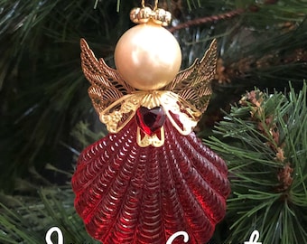 Acrylic Birthstone Angel Ornaments with Shell, Christmas Decorations, Angel, Christmas Gift, Christmas Ornament, Angel Ornament, Birthstone