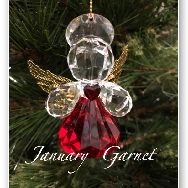 Acrylic Birthstone Angel Ornaments with Diamond, Christmas Decoration, Angel, Christmas Gift, Christmas Ornament, Angel Ornament, Birthstone