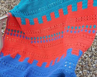 Mosaic Crochet Throw Pattern, Colourful Isel Blanket (PDF Pattern)