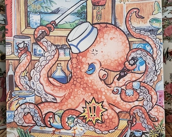 Octopus Sushi Chef 14x11inch