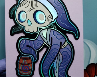 Holographic Sleepy Ghost Sticker   4x3inch