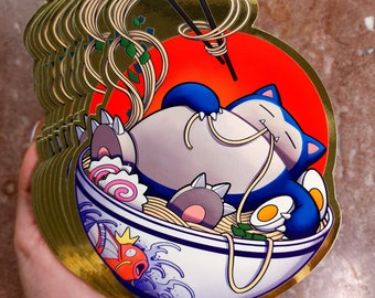 XXL Gold Foil Ramen Snorlax Sticker