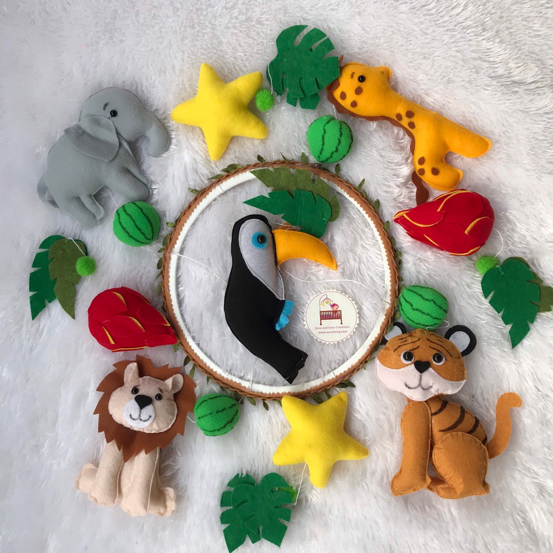 Felt Safari Animals With Dolphin Theme Crib Mobile Nursery Etsy