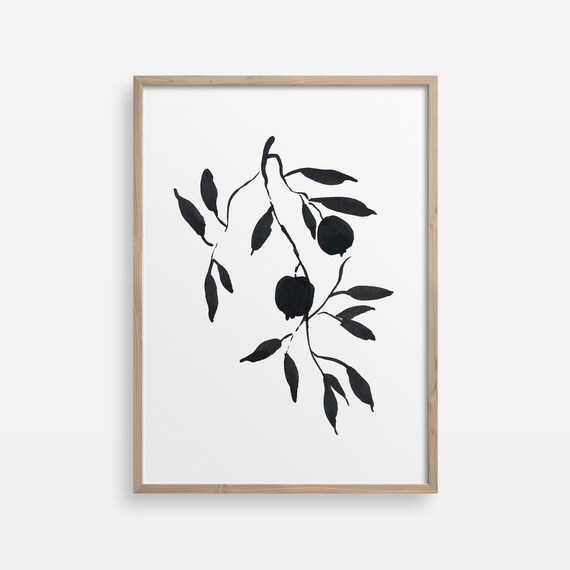 Abstract botanical drawing printable wall art for your modern | Etsy