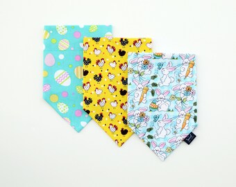 Easter Over the Collar Dog Bandana, Handmade Colorful Spring Holiday Bandana that Attaches to the Collar, Double Layer Durable Bandanas