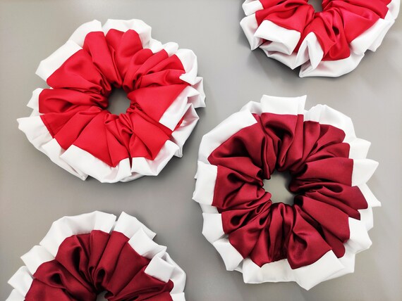 Buy Christmas Santa Scrunchie Oversized Red and White Satin Hair