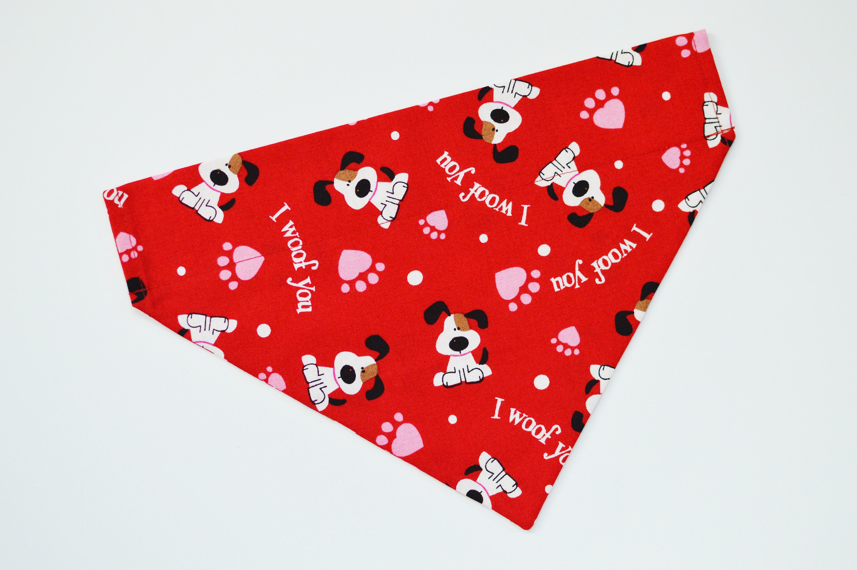 Valentines I Woof You Over the Collar Dog Bandana Small Valentines I Woof You Over the Collar Dog Bandana Small