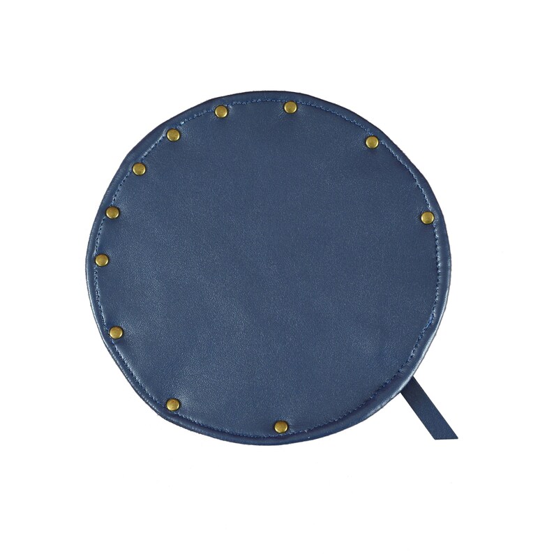 High quality imitation leather wallet with metallic zip and rivets Blue Leather Purse