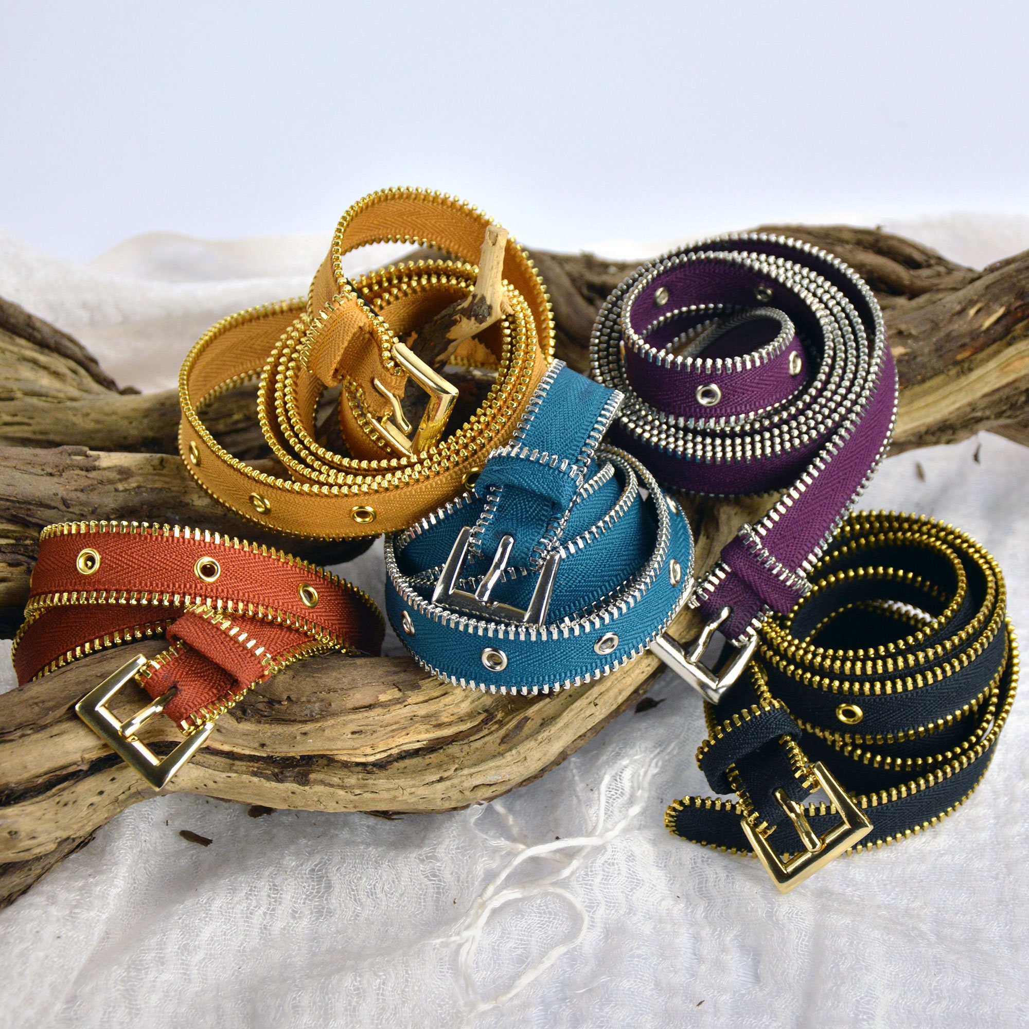 Mustard Yellow Skinny Belt With Gold 