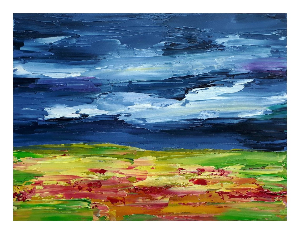 Yellow fieldabstract landscape painting flower fields oil Etsy