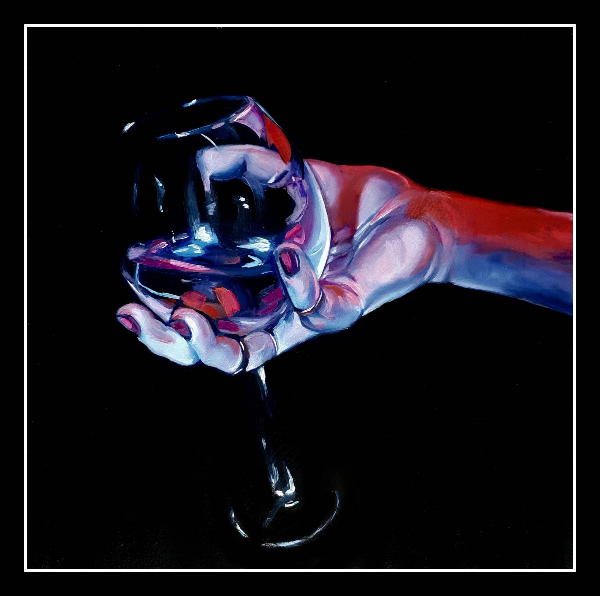 Glass of wine oil painting hand painting red wine painting Etsy