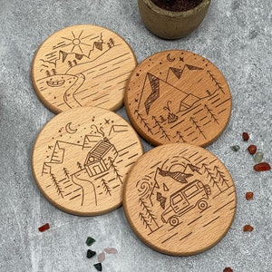 Alder Wood Coaster Set