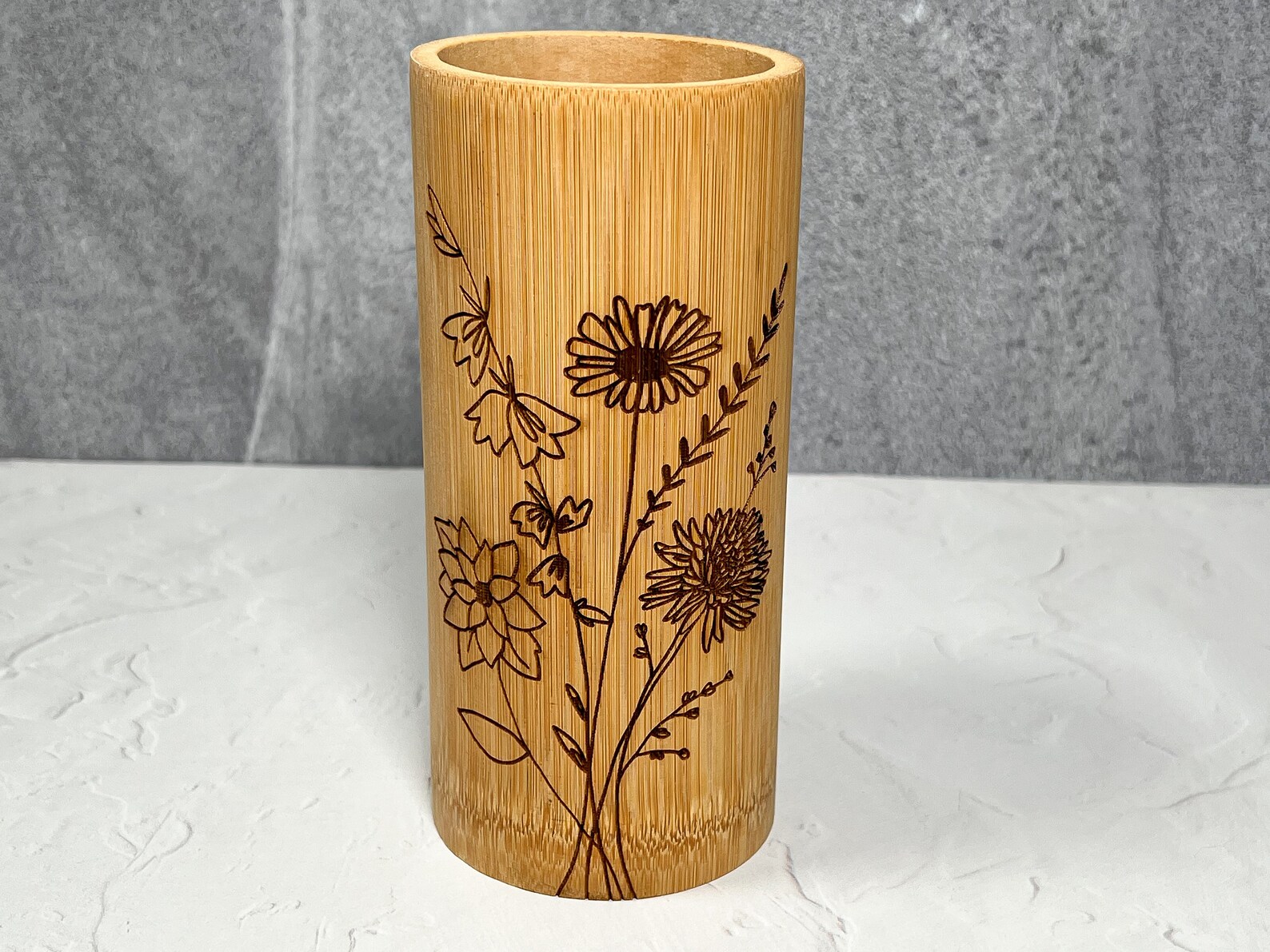 Floral Wooden Utensil Set Holder Decorative Wood Utensil Etsy