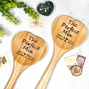 The Perfect Mix, Bulk Wooden Heart Spoons, Bulk Heart Shape Wedding Guest Favors