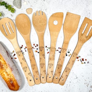 Maritime Sailboat Wooden Utensil Set, Nautical Kitchen Decor, Sailors Decor