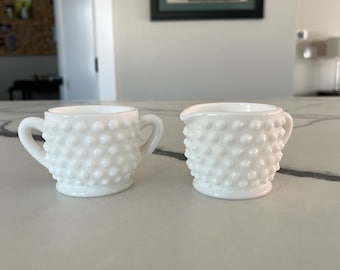 Milk Glass Creamer & Sugar Set