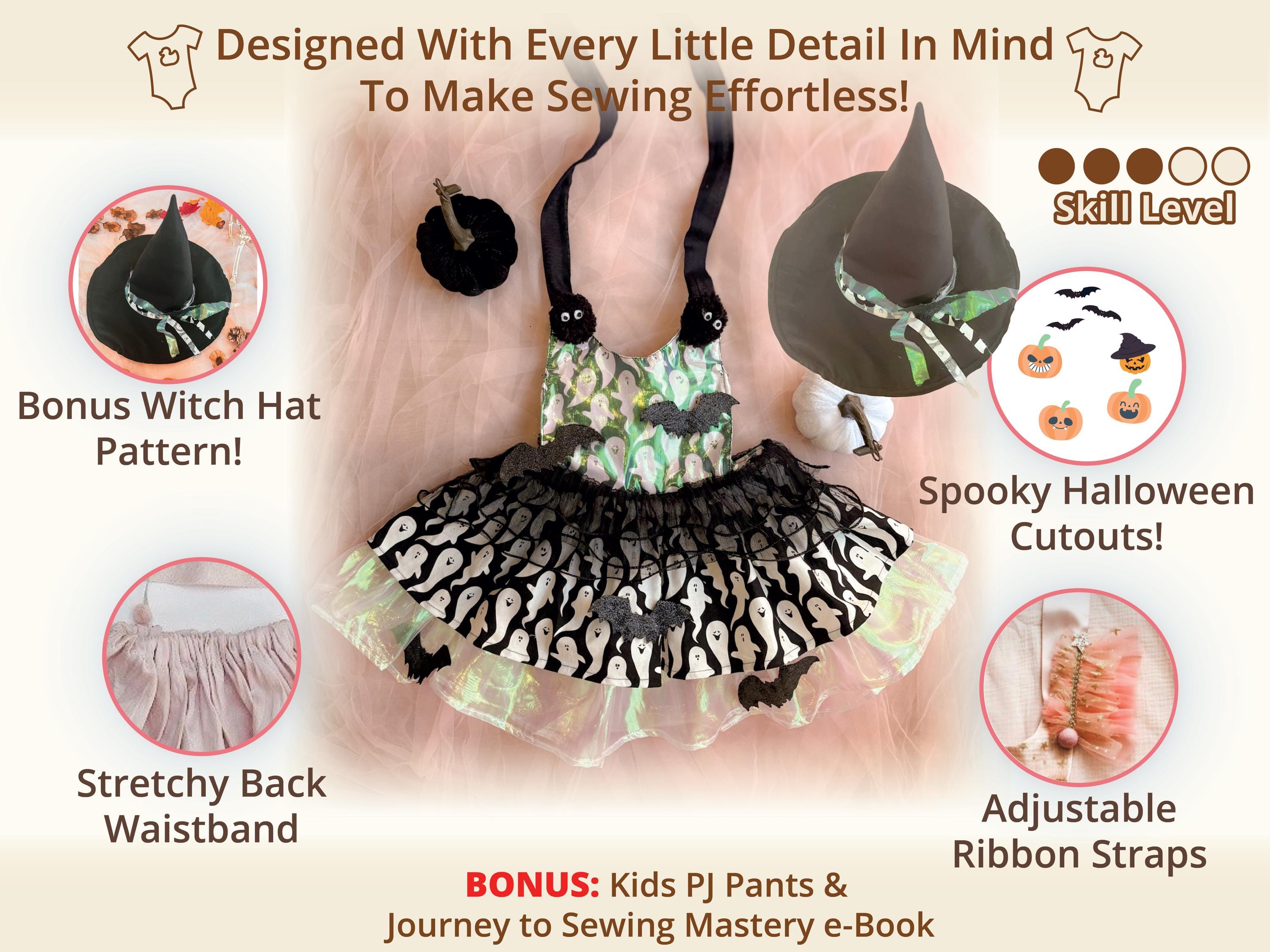 Halloween-jurk peuter kinderen naaipatroon verjaardag meisjes diy pdf  digitale download heksenhoed, spooky kostuum outfit beginner jurk patroon -  Etsy België, image size:3000x2249