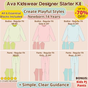 Wzór na spodnie z gorsetem dla dzieci w formacie PDF, wzór na spodnie z gorsetem dla niemowląt w bloku, wzór na ubrania dla dzieci w rozmiarze NB-14Y