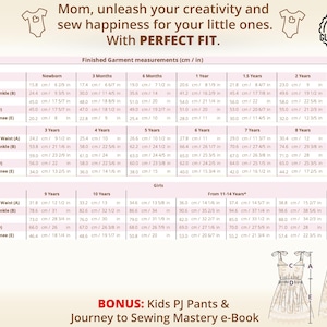 Achieve the perfect Fit. Get the perfect fit for kid clothing using our Finished Garment and Ease Allowance tables and FREE Full Detailed Size Chart. Visit our YouTube channel for extra guidance. Your child  style, their perfect fit.
