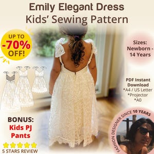 Brautjungfer Kleid Schnittmuster für Blumenmädchen Taufe Prinzessin Kleid Kinder Geburtstag Party Kleid PDF Schnittmuster Tüll Spitzenkleid