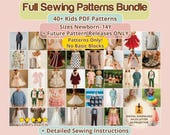Kids Sewing Pattern Bundle PDF, Baby Toddler Outfits For Birthdays Holidays Pajama Romper Hoodie Dress, All Patterns No Blocks, Sizes NB–14Y