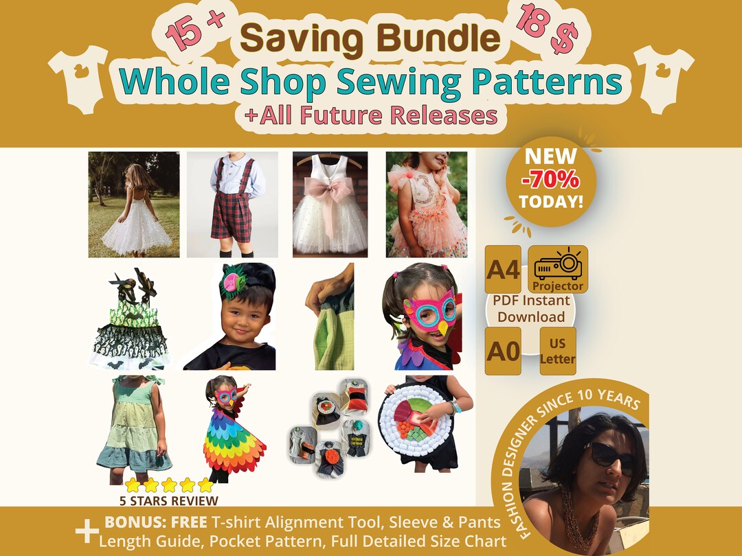 Kids Store Pattern Whole Shop Bundle: Kids Sewing Patterns for Beginners, Romper Pattern ...