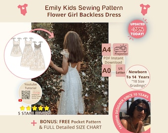 Flower Girl Dress Kids Sewing Pattern, DIY Flower Girl Dress Pattern for Kids, Easy Flower Girl Dress DIY Sewing Pattern, bridesmaid dress