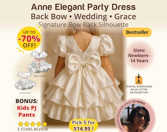 Kids Birthday Party Dress Sewing Pattern Girl Baptism Outfit Christening  Gown PDF Elegant Bridesmaid Dress Ruffle Tiered Graduation Dress