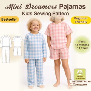 Kids Pajama Sewing Pattern, Classic Lounge Set with Pockets PDF Pattern, Easy Toddler Sleepwear, Nightwear Set Raglan Top, Shorts Or Pants