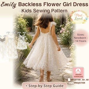 Twirl Dress Toddler Sewing Pattern Girls Birthday Party Gown Diy Digital Download Backless Flower Girl Dress Bridesmaid Dress Outfit