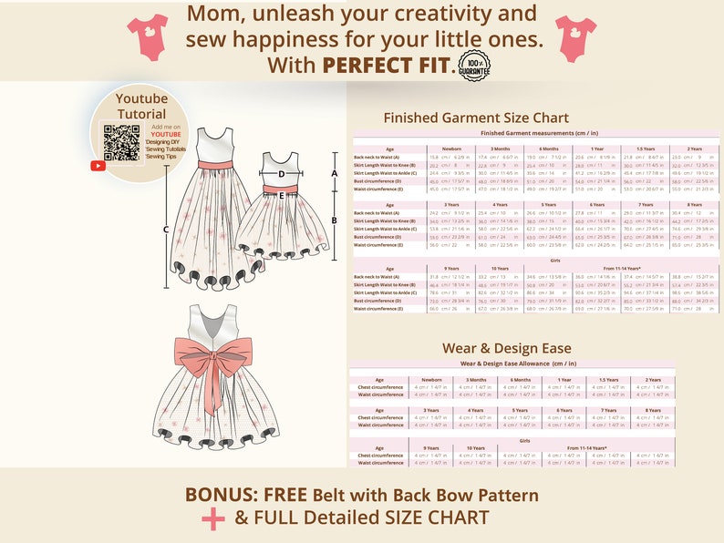 Achieve the perfect Fit. Get the perfect fit for kid clothing using our Finished Garment and Ease Allowance tables and FREE Full Detailed Size Chart. Visit our YouTube channel for extra guidance. Your child  style, their perfect fit.