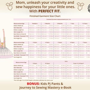 Inside this pattern you’ll find a detailed finished garment size chart, helping you confidently sew the perfect party dress for your little one. The Celeste Sparkle Party Dress pattern is designed to grow with your child, from newborn celebrations to big-kid birthday parties, offering timeless style and comfort for every age and special occasion.