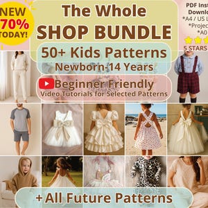 Whole Shop Kids Sewing Pattern Bundle Baby Toddler Child PDF Patterns Dresses Pajamas Rompers Tops Pants Shorts Skirts Instant Download Set