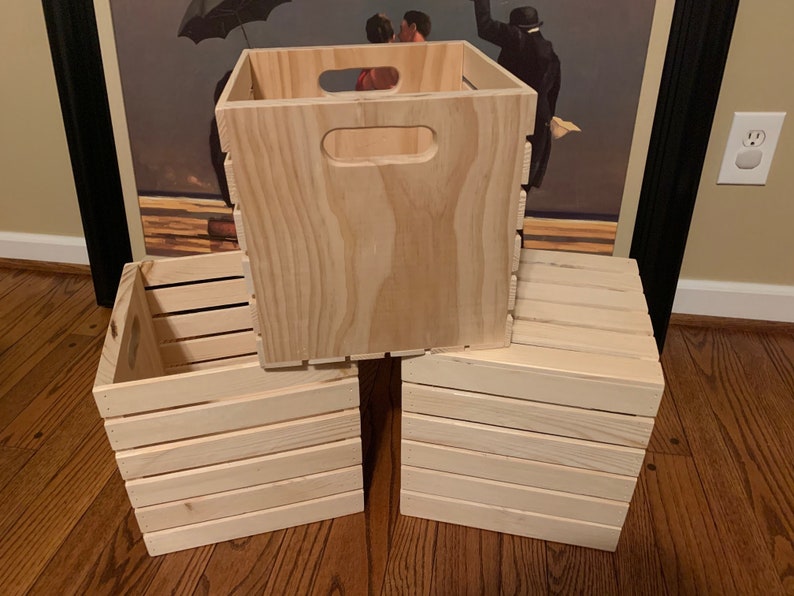 11 x 11 wood crate Cube shelf storage box Wooden storage Etsy