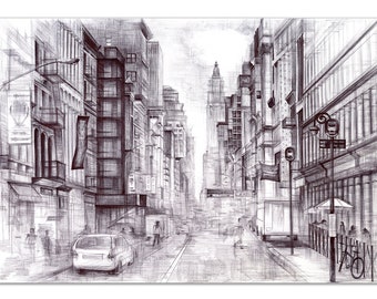 Intalence Art New York City Street View Wall Decor -8x10in UNFRAMED Art Print- Empire State Building NYC Modern Wall Art Black White Poster