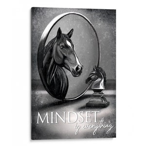 Intalence Art Motivational Wall Art Decor, Mindset Is Everything Canvas Picture, Black White Entrepreneur Office Living Room. Easy to Hang.