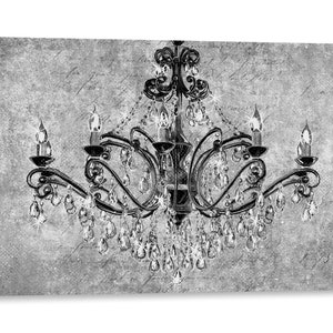 Intalence Art Vintage Chandelier Wall Art Decor, Retro Style Black White Picture Canvas Print. Unique Living Room Decoration. Easy to Hang.