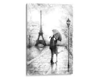 Paris Canvas Art Paris Wall Art Vintage Paris Wall D\u00e9cor Paris Black and White Print Paris Print